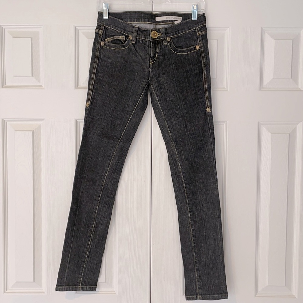 DKNY Straight Leg Jeans - Black Wash - 0